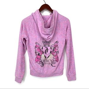 Juicy Couture Purple & Pink Full Zip Terrycloth Track Hoodie Glitter Bling Jewel